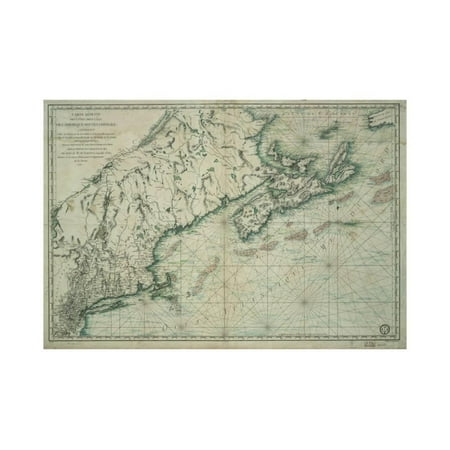 French Map of Nova Scotia and New England during Revolutionary War Print Wall