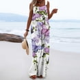 thumbnail image 5 of HAPIMO Women's Wide Leg Jumpsuit Overalls Relaxed Sleeveless Square Neck Trousers Fit Casual Daily Button Fashion Vintage Floral Purple S, 5 of 8