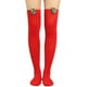 thumbnail image 3 of Calcetines altos hasta el muslo para mujer, bota de árbol de felpa, medias de rayas navideñas, 3 of 5