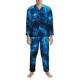 thumbnail image 3 of Daiia Ice Blue Fire Wolf for Men's Long-Sleeved Pajama Set – Soft & Comfortable Sleepwear Button-Up Pajamas Cozy Lounge Wear-X-Large, 3 of 7