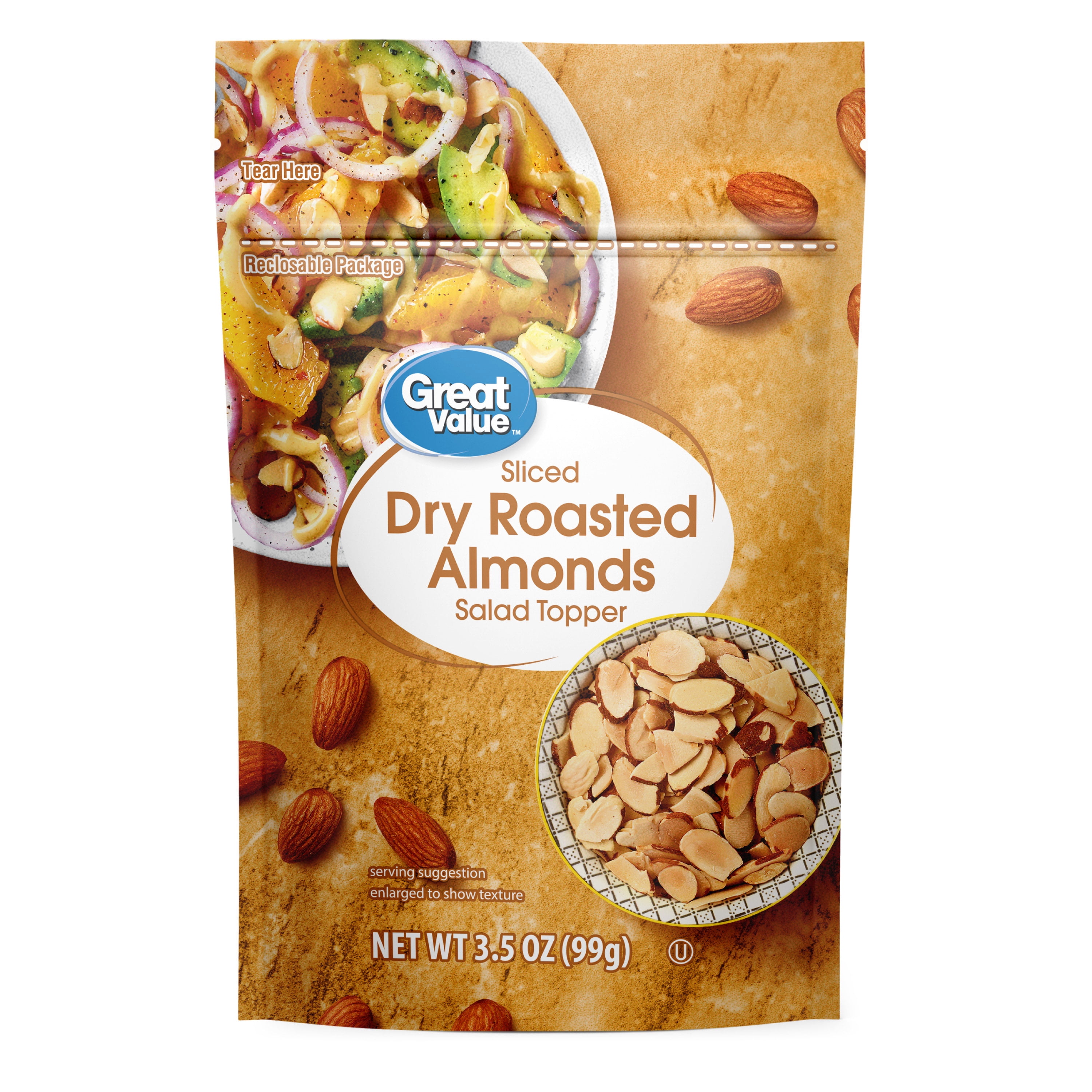 Great Value Sliced Roasted Almonds, 3.5 oz