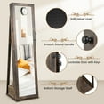 thumbnail image 3 of Topbuy Lockable Jewelry Cabinet Large Capacity Makeup Organizer with Full-Length Mirror Built-in Makeup Mirror 5 Storage Shelves, 3 of 10