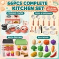 thumbnail image 2 of JoyStone 66PCS Kids Pretend Play Kitchen Set with Lights, Sounds & Mist, Rice Cooker, BBQ Grill, Cookware & Cutting Food, Pink, 2 of 11