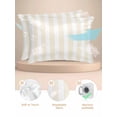 thumbnail image 2 of Cream Striped Pillow Cases Standard Size Set of 2, Smooth Satin Pillowcase for Hair and Skin, Modern Farmhouse Cream White Stripes Decorative Cooling Bed Pillow Covers with Zipper, 20x26 Inches, 2 of 5