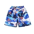 thumbnail image 2 of Boys' Colorful Dinosaur Print Swim Trunks, Quick-Dry Elastic Waist Board Shorts for Kids Beach Activities, 3-10 Years Dark Blue 11-12Y, 2 of 7