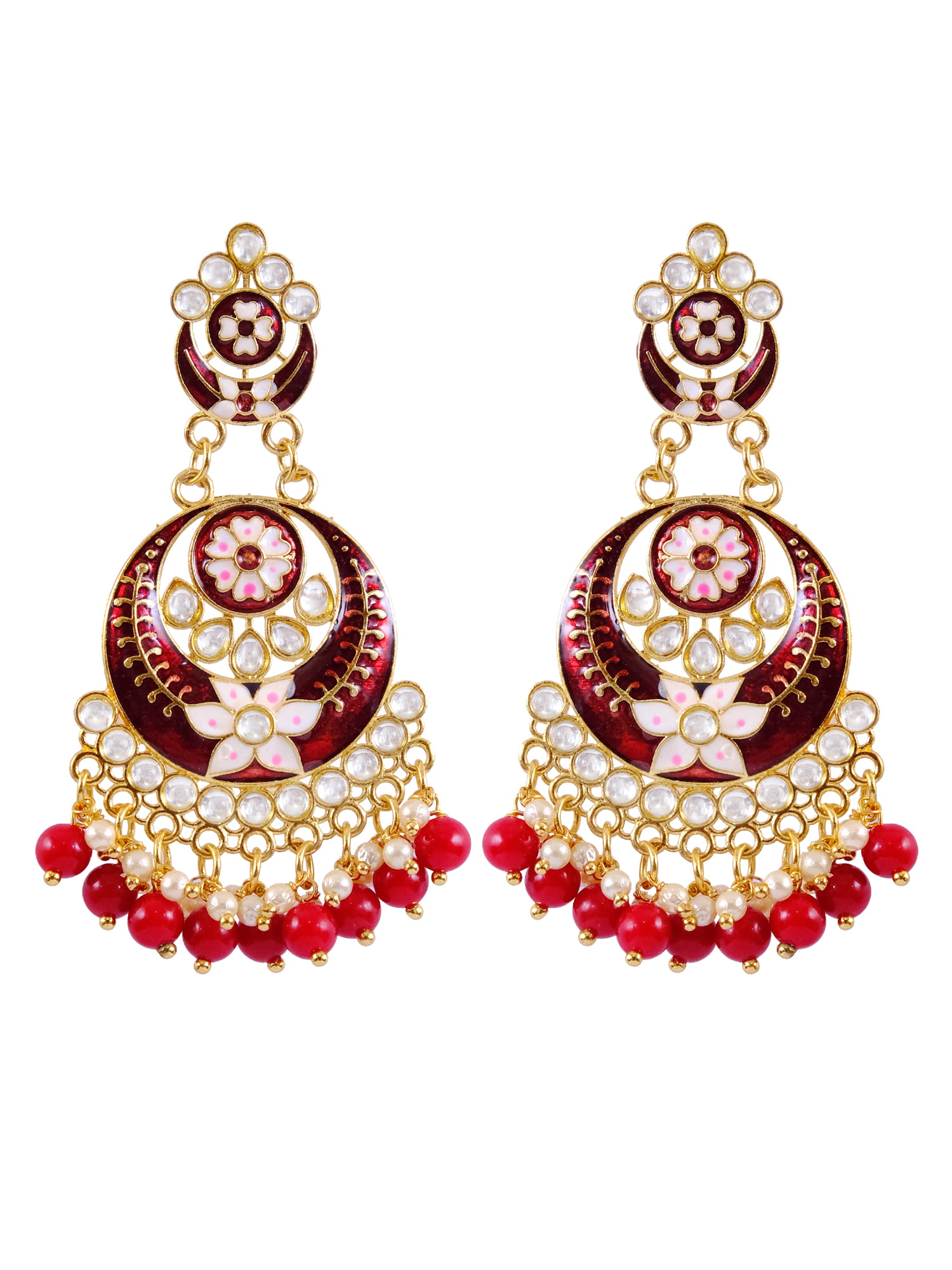 Indian Bridal Jewellery Bollywood Party Ethnic Wear Stone Earrings Length:3.5" 