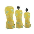 thumbnail image 2 of AMLESO 3Pcs Golf Head Cover Golf cover Fashion PU Leather Portable Golf Club Cover Protector for Sports Adults Outdoor Gift yellow, 2 of 10