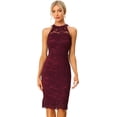 thumbnail image 1 of Vestido de encaje Allegra K para Mujer Cuello Halter Sin Mangas ajustado vestido de cóctel M, 1 of 6
