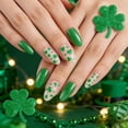 thumbnail image 3 of Uxgjfwu Green Waterproof Nail Polish Strips, Easy to Apply Nail Art Stickers with St Patrick's Day Theme, Long-Lasting Salon Manicure at Home, 3 of 8