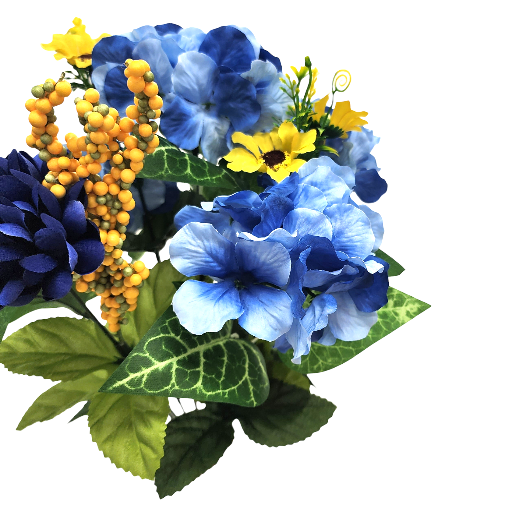 Mainstays Artificial Blue/Yellow Hydrangea 18 in Tall Summer Indoor Bush Decoration