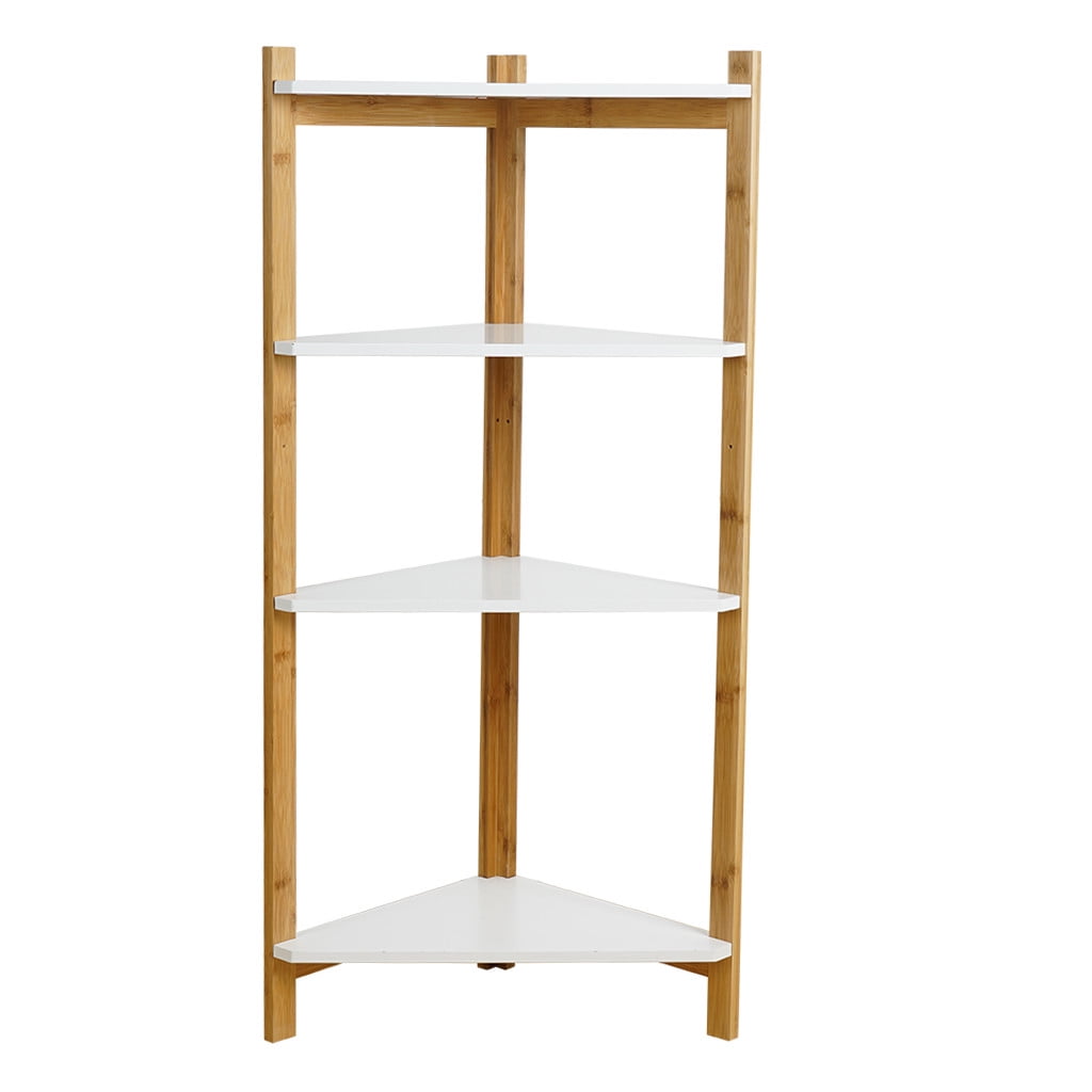 High Quality Bamboo Corner Shelf, 4Tier Bookcase, Storage Rack Plant