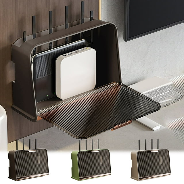 Router Storage Box under $5! CQCYD Router Storage Box with Lid, Cable Management Box for Power Strips, Plastic Organizer Box for Desk Wall Mount