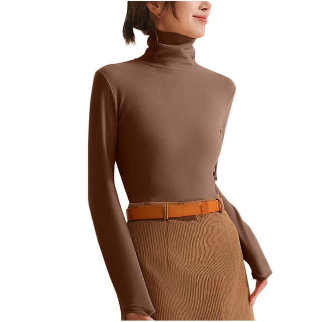 Chemise Thermique en Polaire à Col Montant Double Face pour Femmes, Couche de Base Chaude à Manches Longues Extensible