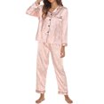 thumbnail image 2 of Odeerbi Clearance Women Pajama Sets Long Sleeves Sleepwear Fashion Print Home Wear Two-Piece Suit Pants Pajama Set,Rose Gold, 2 of 3