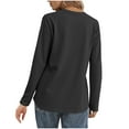 thumbnail image 4 of T-shirts for Women Solid Color V Neck Long Sleeve Button Henley Shirt Tunic Tops Fall Winter Casual Loose Blouses Comfortable Lightweight Fashion Cotton Tees Size S-3XL, 4 of 6