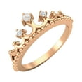 thumbnail image 2 of 2mm Round Pearl 925 Sterling Silver Rose Plated Women Crown Tiara Valentines Day Gifts Ring, 2 of 4