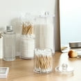 Phlegsive Clear QTip Holder Glass Jar with Lid for Makeup Storage