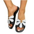 thumbnail image 2 of Xfvqtps New Womens Slippers Large Size Flower Flat Bottomed Open Toe Breathable Comfortable Non-Slip Summer Outdoor Beach Casual Leather Slippers Slippers Black, 2 of 6