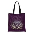 thumbnail image 1 of JSDART Canvas Tote Bag Lotus Flower Intricate Linear Drawing on Starry Nignt Sky Reusable Shoulder Grocery Shopping Bags Handbag, 1 of 1