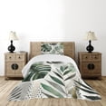 thumbnail image 4 of Ambesonne Green Quilted Bedspread Set 2 Pcs, Boho Urban Jungle Leaves Dots, Twin Size, Fawn Eggshell Teal, 4 of 4