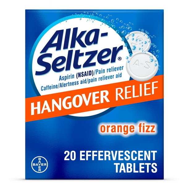 AlkaSeltzer Effervescent Hangover Relief, Aspirin, Caffeine, 20 Count