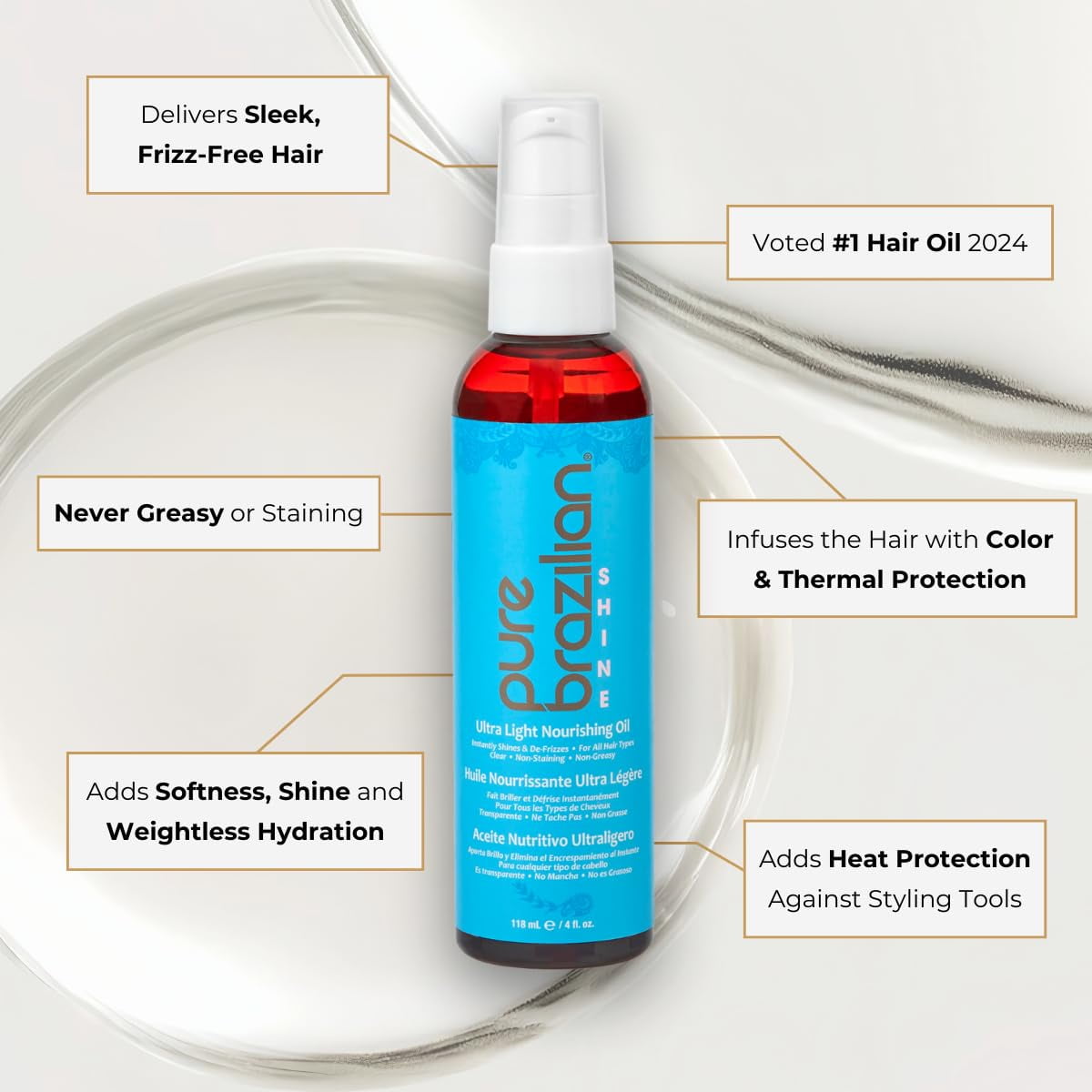 Pure Brazilian Shine Ultra Light Nourishing Oil - 4 oz