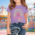 thumbnail image 2 of Summer Clearance Holiday Deals 2025! QTOCIO Toddler Girl Clothes, Summer Girls Shirts, New Birthday Day Shirts for Kids Short Sleeve Graphic T-Shirt Round Neck Top for 2-15 Years, Purple, 3 Years, 2 of 6