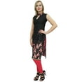 thumbnail image 2 of Bimba Women's Sleeveless Black Floral Printed Tunic Designer Kurta Kurti-20, 2 of 5