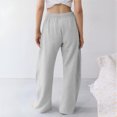 thumbnail image 4 of Solid Color Women's Casual Wide-Leg Pants - Elastic Waistband Side Pockets, Trendy Loose-Fit Pants for Daily Wear, Office Casual & Friend Gatherings Gray XXL, 4 of 9