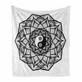 thumbnail image 1 of Ying Yang Soft Flannel Fleece Throw Blanket, Floral Design Boho Mandala Graphic Art Yin Yang Curves World, Cozy Plush for Indoor and Outdoor Use, 50" x 60", Black White, by Ambesonne, 1 of 6