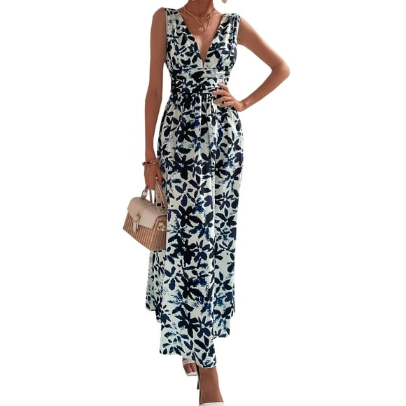 Vestido Largo Dama Mujer Estampado Casual de Playa Escotado Dara Baby Dara Baby Vest097