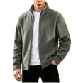 thumbnail image 2 of Xdegoge Fleece Jacket Men Zip Up Warm Winter Comfy Coat with Zipper Pockets Stand Collar Thermal Outerwear for Hiking Camping Outdoor Work, 2 of 6