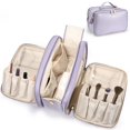 thumbnail image 1 of Bolsa de maquillaje de viaje HauteHues de gran capacidad, impermeable, color morado, 1 of 6