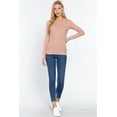 thumbnail image 2 of Saronite Basic Ribbed Knit Cotton Long Sleeve Henley Thermal Top, Pale Blush (Women's), 2 of 4