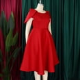 thumbnail image 5 of AURA Plus Size Elegant Off Shoulder A Line Midi Dress High Waist Puff Sleeve Summer Banquet African Party Dress, 5 of 10