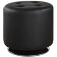 thumbnail image 1 of Coaster Contemporary Tufted Faux Leather Round Swivel Ottoman in Black, 1 of 2