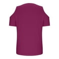 thumbnail image 5 of ZyeKqe Dressy Casual Tops for Women Cold Shoulder Going out Tops Short Sleeve Shirts Casual V Neck Tunic Top, 5 of 7