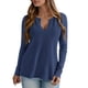 thumbnail image 2 of Camiseta PRETTYGARDEN Cuello en V Manga Larga Tela Waffle Azul Marino M, 2 of 5