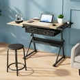 thumbnail image 5 of Adjustable Height Drafting Table with Wood Top, Art Craft Desk with Slide-Out Drawers, Storage, for Drawing, Writing, Painting, and Creative Tasks, Ideal for Home Office, Natural, 5 of 9