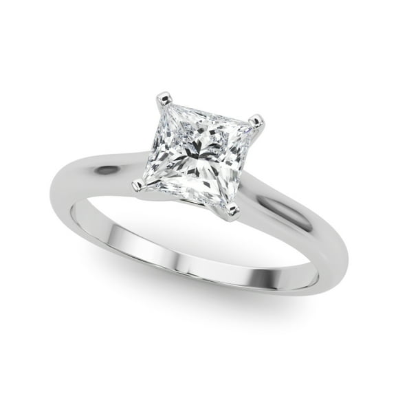 Eloya Jewelry 1.6 Ct Princess Cut Moissanite Engagement Ring - 14K White Gold Plated Wedding Ring - Stunning Solitaire Proposal Ring for Women - A Beautiful Way to Begin Your Forever