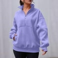 thumbnail image 7 of QQAMB Womens Sweatshirts Plus Size Solid Color Lightweight Sports Drawstring Hoodies Sweatshirts with Pocket Purple L, 7 of 7