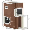 thumbnail image 5 of 2-Tier Cat House, Indoor Cat Cave Bed Playhouse, Flannel & Cool Mat, Covered Cat Beds with Scratch Pad and Hideaway Cave, Cute Modern Cat Condo Furniture for Multi Small Cats, Brown, 5 of 12