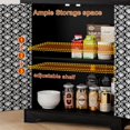 thumbnail image 4 of TOYTEXX Black Buffet Sideboard Cabinet with Patterned Doors & Storage for Kitchen or Living Room, 4 of 5