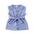 thumbnail image 2 of Combinaison à Col Rabattu Jambe Large Bébé Fille Romper avec Bande Ceinture Sans Manches, 2 of 8