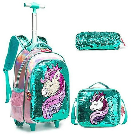 Kids Suitcase For Girls Unicorn School Trolley Bag With Wheels With ...