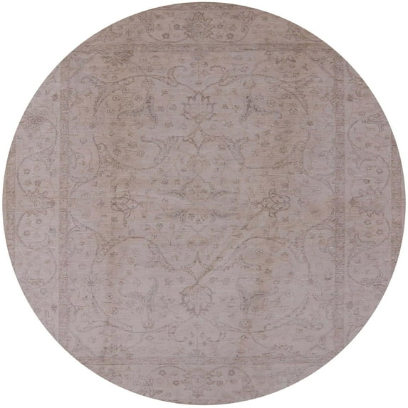 Ahgly Company Indoor Round Mid-Century Modern Rosy Brown Pink Oriental Area Rugs, 8' Round