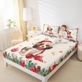 thumbnail image 4 of Homewish Kawaii Christmas Dog Bed Sheets for Kids, Cute Santa Claus Hat King Sheets, Western Xmas Flower Sheet Set, Luxury Bedroom Decor, 4 Pieces, 4 of 7