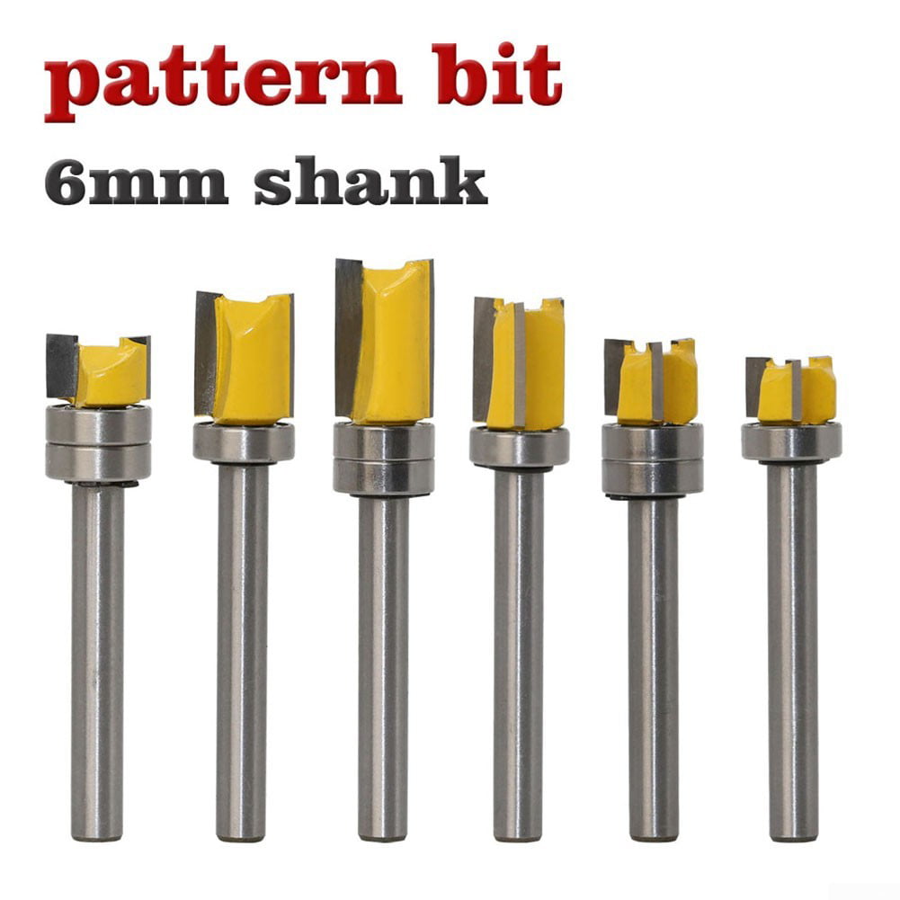 Ruir-Shank 6mm 1/4 Shank Template Trim Router Bit with 2 Long Routing Cutters 1Pc Perfect for Woodworking Cutting Edge Length : 6.35X12.7X38