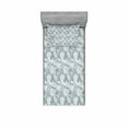 thumbnail image 2 of Ambesonne Floral Fitted Sheet & Pillow Sham Set, Soft Shabby Petals Leaf, Queen, Pale Blue White Taupe, 2 of 3