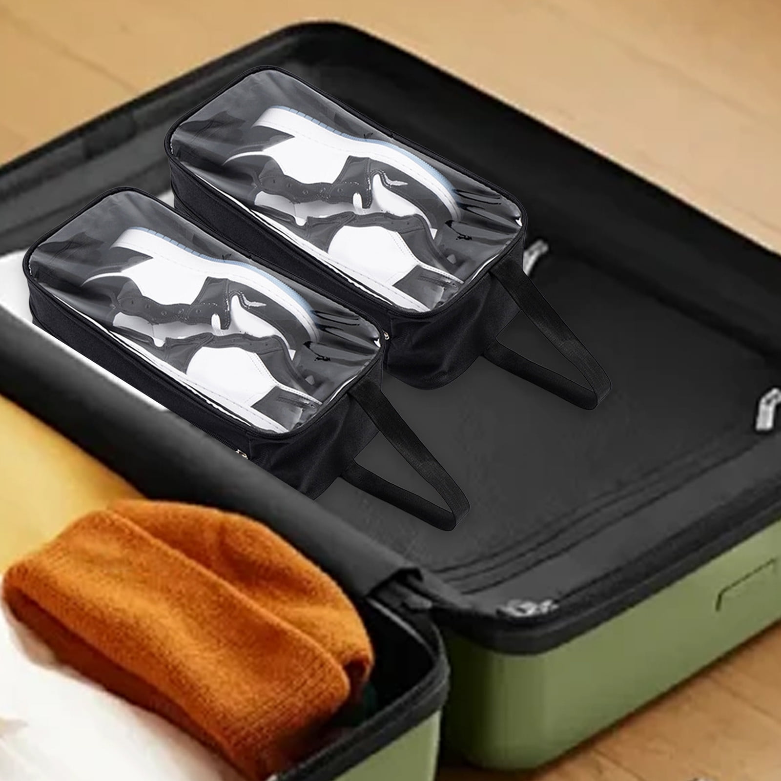 VQPeo Transparent Shoe Storage Bag - Reusable & Washable Oxford Cloth Travel Shoe Organizer, Sturdy Carry Bag for Men & Women, Ideal for Travel, Moving & Home Organization